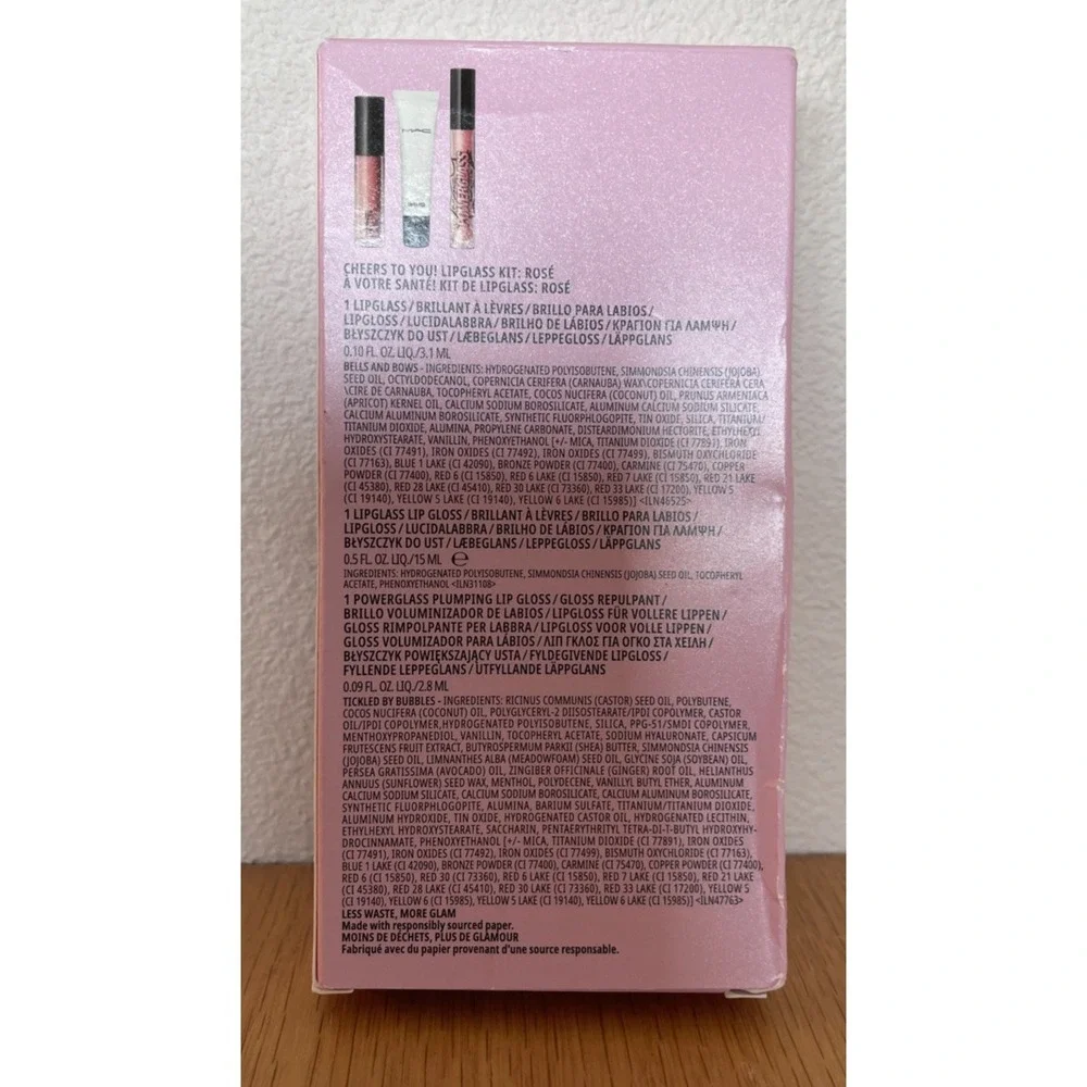 MAC Cheers To You Lipglass Kit ROSE 3pc-Holiday Lipgloss Lip Set Limited Edition